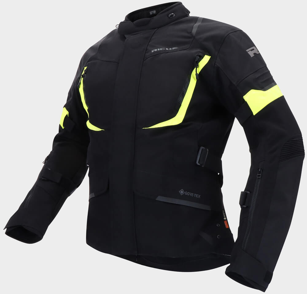 richan  Richa Cyclone 2 GTX Motorjas Black/Fluo Yellow 650 - Voordeelhelmen.nl