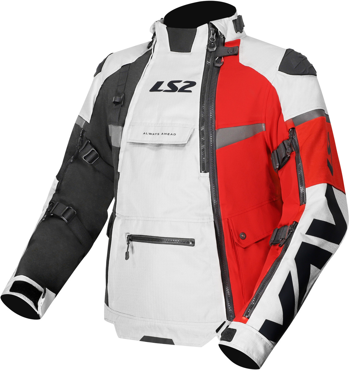 LS2 X-Master Man Motorjas Black Grey Red - Voordeelhelmen.nl