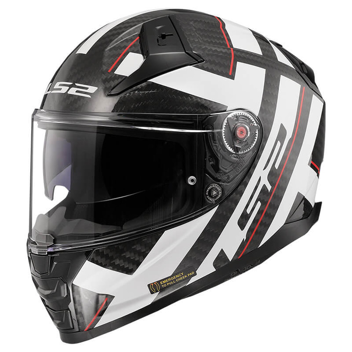 LS2 FF811 Vector II Carbon Strong Gloss White 06