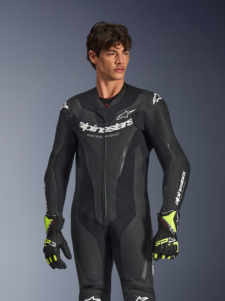 Alpinestars Gp Force V2 Leather Suit 1 Pc White/Black/Red Fluo