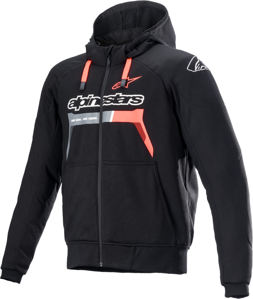 Alpinestars CHROME IGNITION HOODIEジャケット Alpinestars Chrome Motorhoodie Black/Red Fluo 1030 - Voordeelhelmen.nl