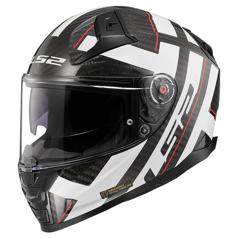 LS2 FF811 Vector II Carbon Strong Gloss White 06 - Voordeelhelmen.nl