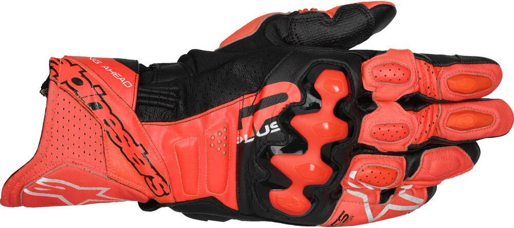 Alpinestars GP Plus R V3 Leather Gloves Bright Red Red Fluo Black