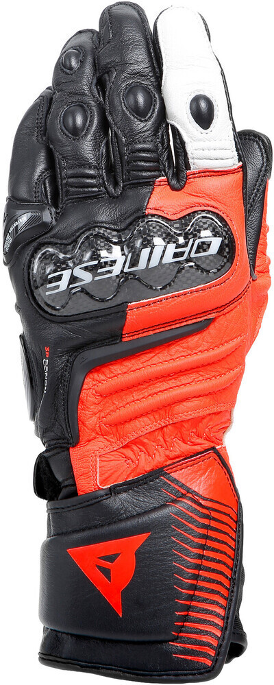 Dainese Carbon 4 Long Leather Gloves Fluo Red W12