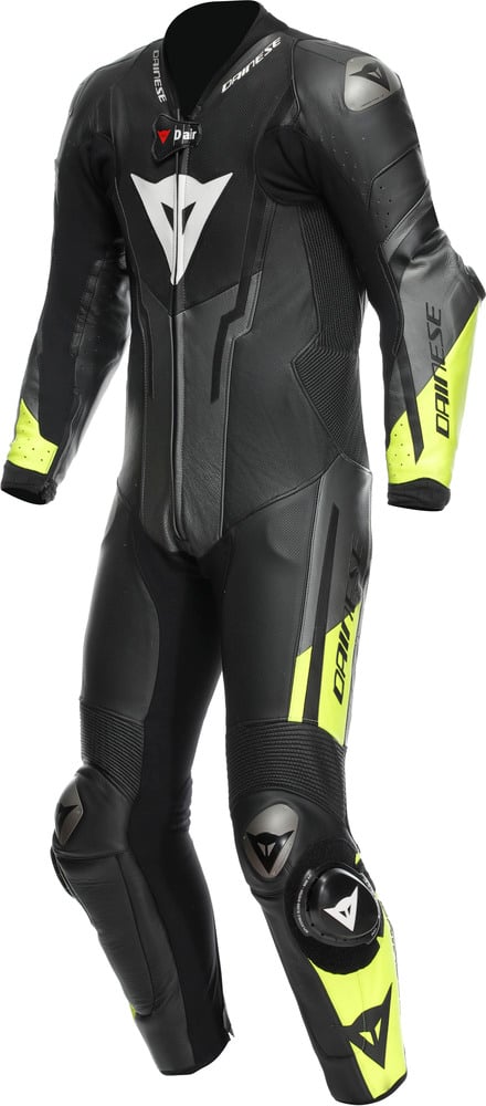 Dainese Misano 3 Perforated D-Air 1Pc Leather Suit Black/Anthracite/Fluo-Yellow