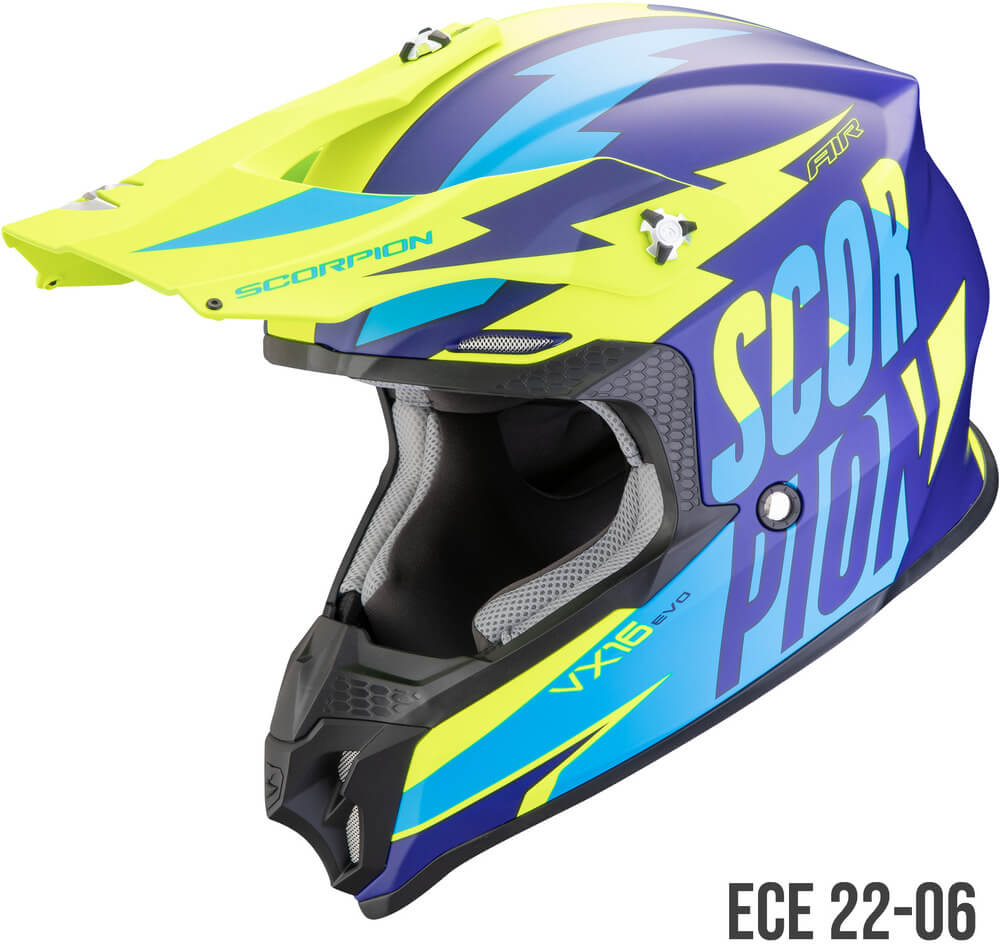 Scorpion VX-16 EVO AIR Slanter Matt Blue/Neon yellow
