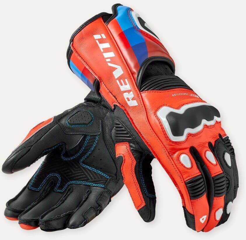 REV'IT Quantum 3 Gloves Neon Red/Blue
