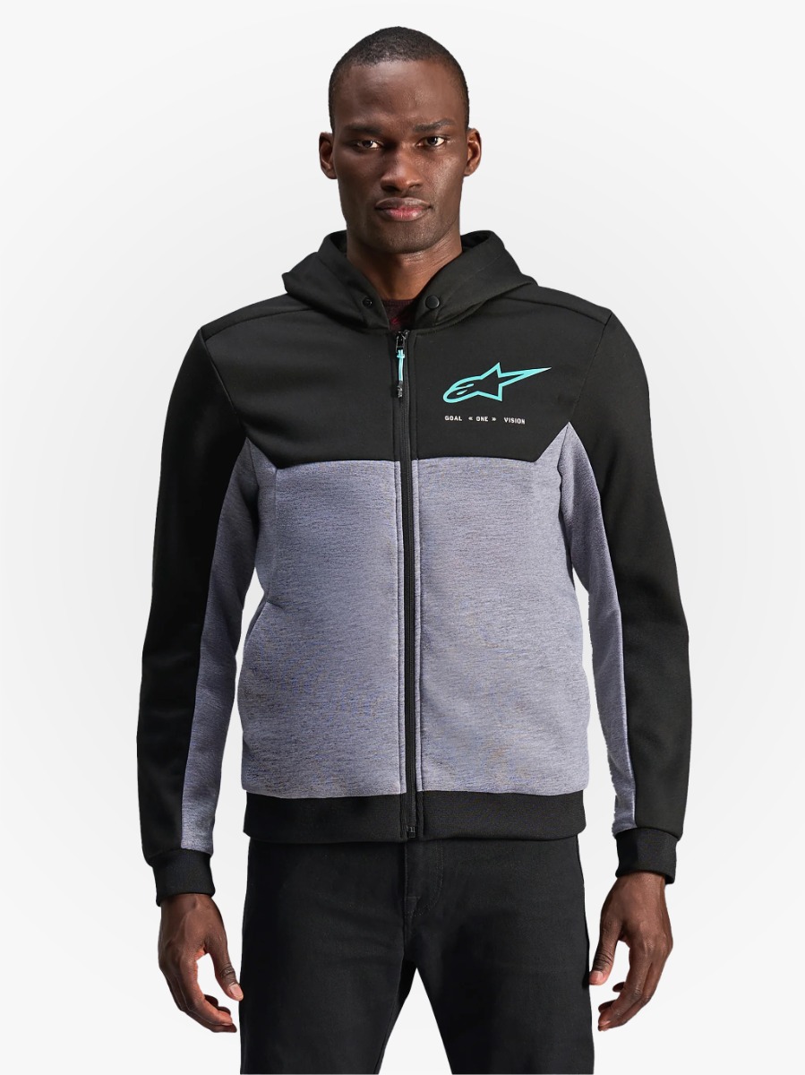 Alpinestars Chrome V2 Sport Hoodie Black Gray Heather Turquoise 1475