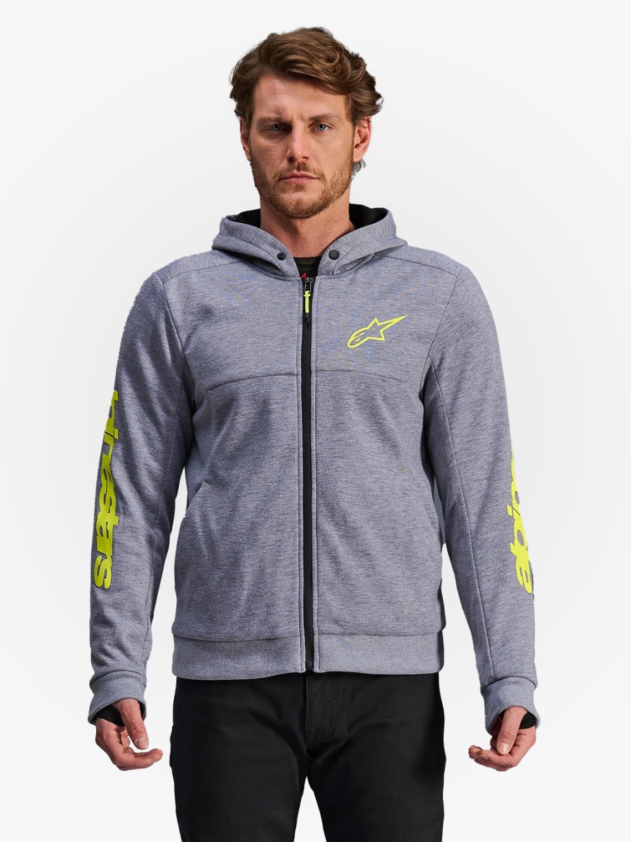 Alpinestars Chrome V2 Sport Hoodie Gray Heather Fluo Yellow 9232