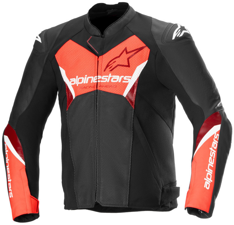 Alpinestars Faster V3 Airflow Leather Jacket Black Red Fluo 1030