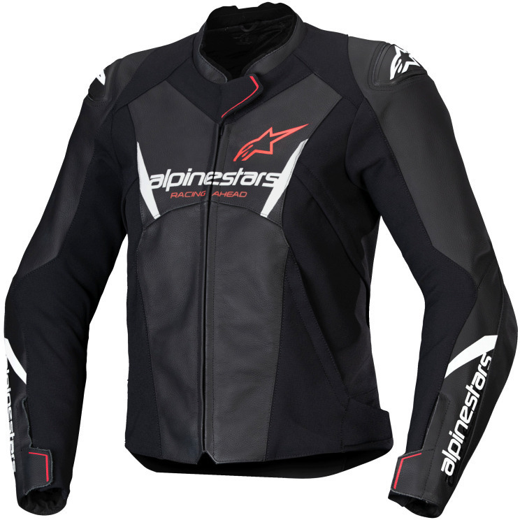 Alpinestars Stella Faster V3 Leather Jacket Black White Fluo Coral 1781