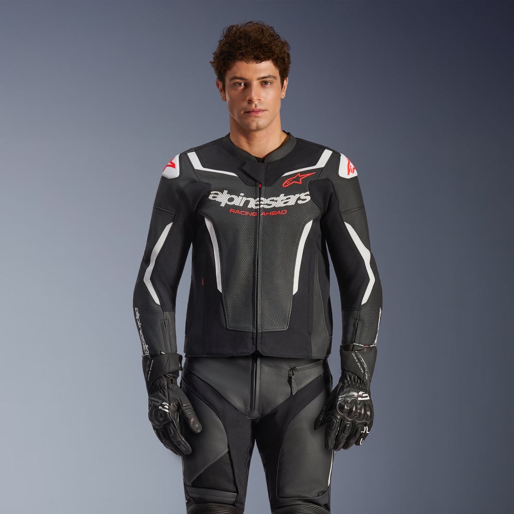 Alpinestars Gp Force V2 Leather Airflow Jacket Black White 12