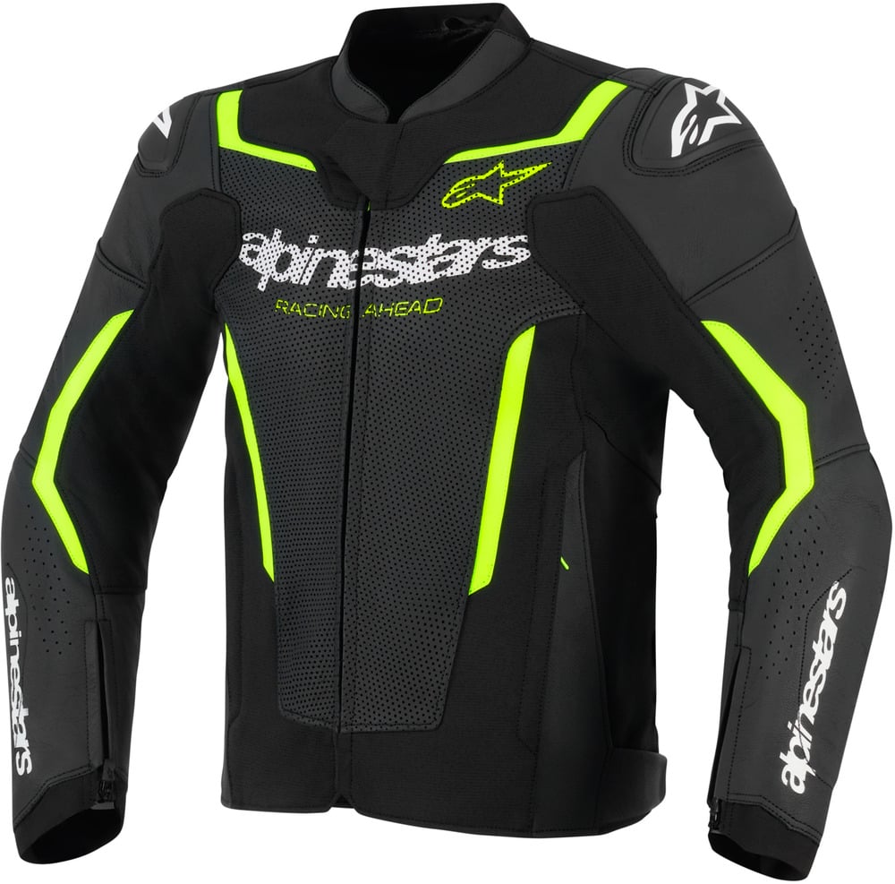 Alpinestars Gp Force V2 Leather Airflow Jacket Black Yellow Fluo 155