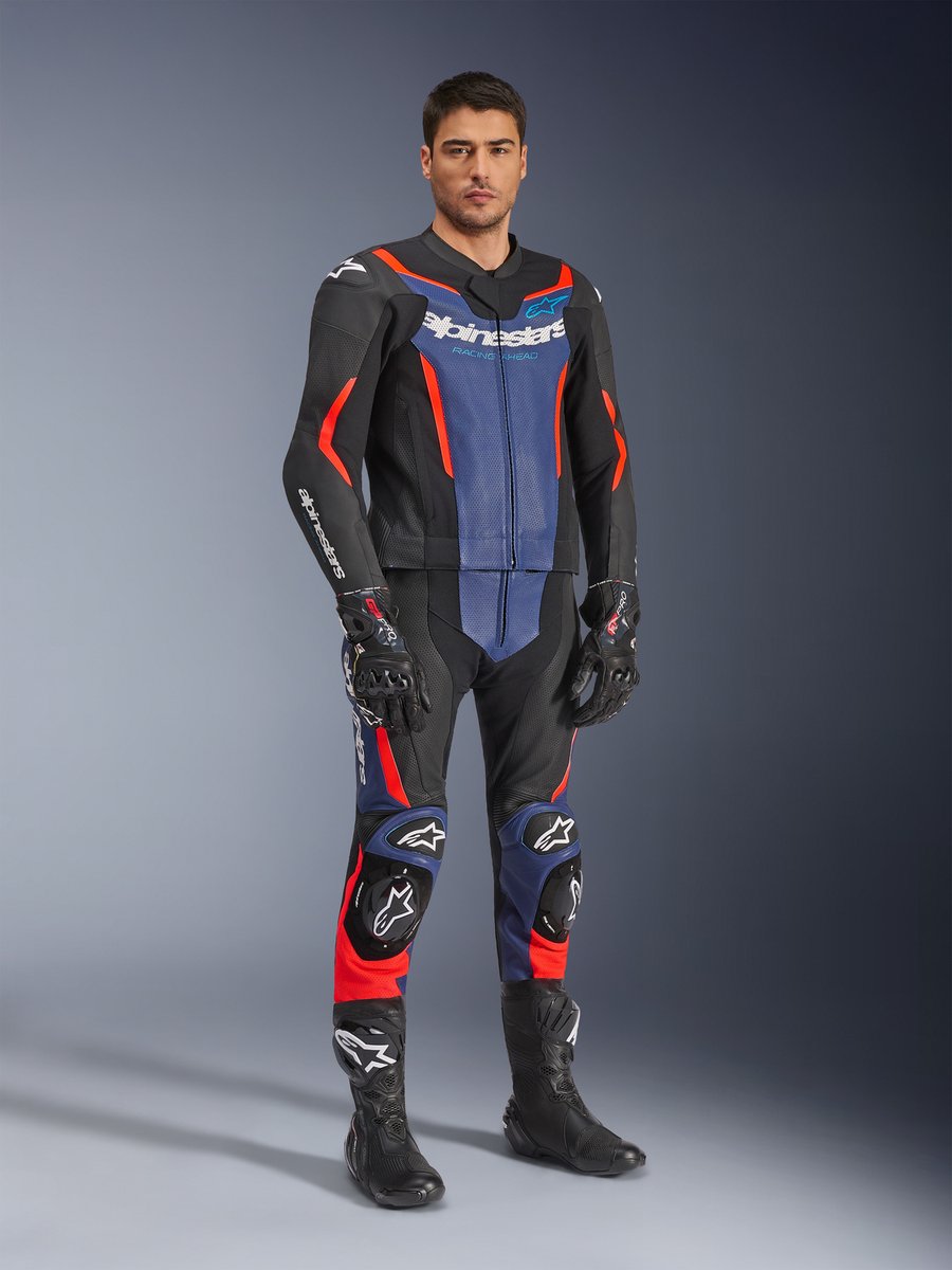 Alpinestars Gp Force V2 Leather Suit 2 Pc Racepak Black/Blue/Red Fluo