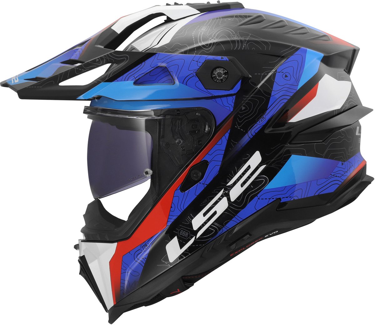 LS2 MX707 Explorer Evo Nivra White Blue Red