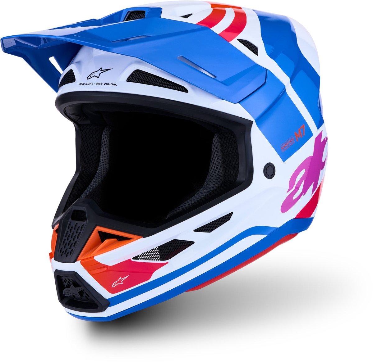 Alpinestars S-M7 Core White Blue Orange Pink Glossy 2088