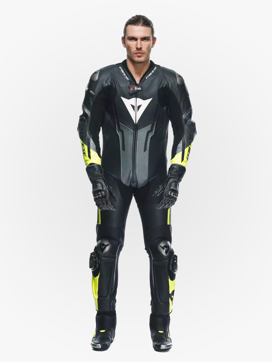 Dainese Misano 3 Perforated D-Air 1Pc Leather Suit Black/Anthracite/Fluo-Yellow
