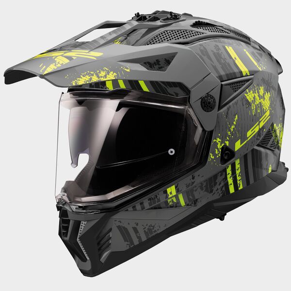 LS2 MX702 Pioneer II Crazy Matt Black Fluo Yellow