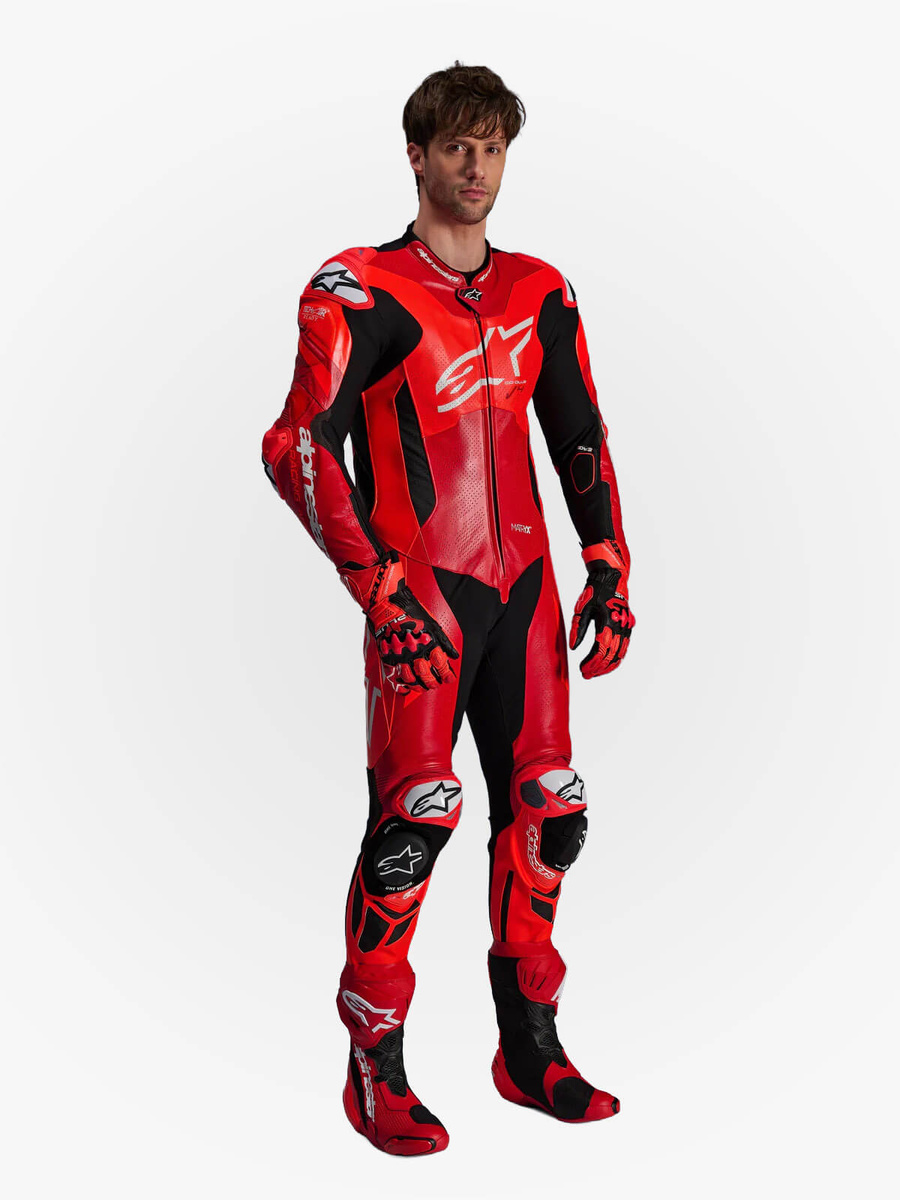 Alpinestars GP Plus V4 Sprint 1Pc Leather Suit Red Fluo Mid Red White 3087