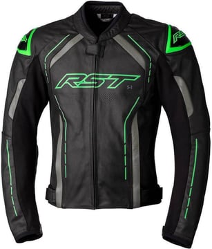 RST S1 CE Men Leather Jacket Black/Green/Grey