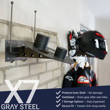 Gray Steel X7 Helmet & Gear wall mount Gun Metal