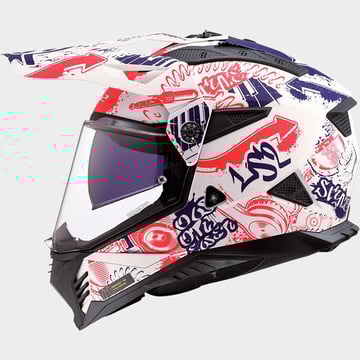 LS2 MX702 Pioneer II Fantasy White Red Blue