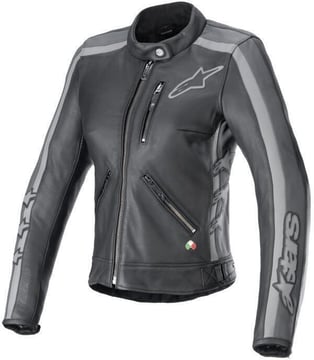 Alpinestars Stella Dyno Leather Jacket Black Tar Gray Dark Gray 1296