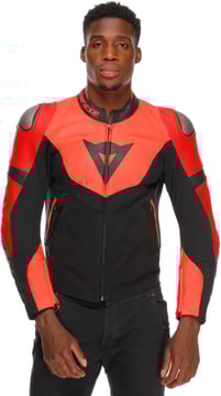 Dainese Iperattiva Leather-Tex Jacket Red-Fluo/Black 779