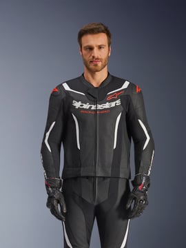 Alpinestars Gp Force V2 Leather Suit 2 Pc Racepak Black/White/Red Fluo