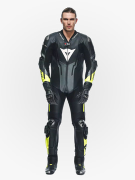 Dainese Misano 3 Perforated D-Air 1Pc Leather Suit Black/Anthracite/Fluo-Yellow