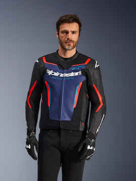 Alpinestars Gp Force V2 Leather Jacket Black/Blue/Red Fluo