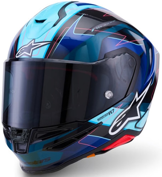 Alpinestars S-R7 Kinetis Black Blue Pink Fluo White Glossy