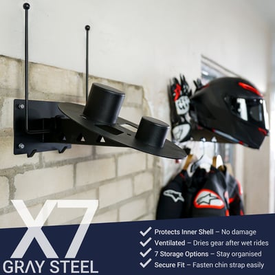 Gray Steel X7 Helmet & Gear wall mount Matt Black