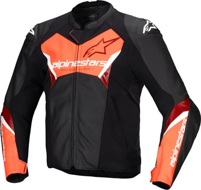 Alpinestars Faster V3 Leather Jacket Black/Red Fluo 1030