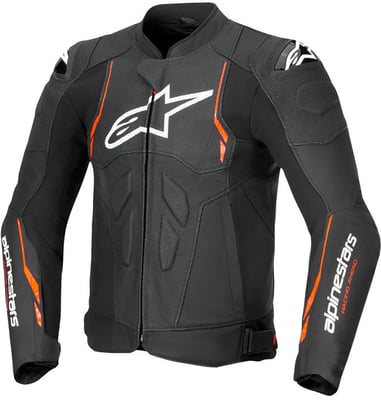 Alpinestars Dusk Airflow Leather Jacket Black Red Fluo 1030
