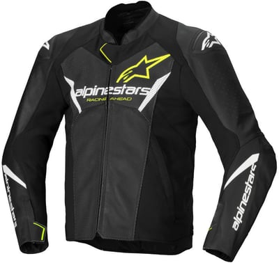 Alpinestars Faster V3 Airflow Leather Jacket Black White Yellow Fluo 125