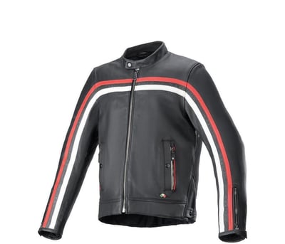 Alpinestars Dyno Leather Jacket Black Ruby Red Ecru 1316