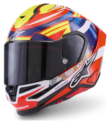 Alpinestars S-R7 Taiyo Furusato Red White Blue Yellow Fluo Glossy