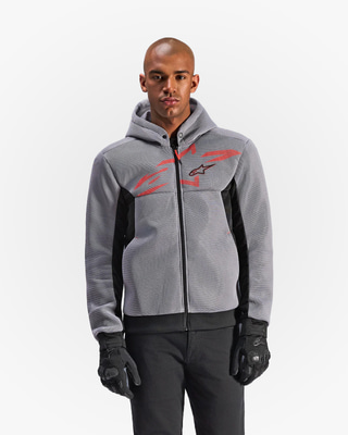 Alpinestars Chrome Superairflow Motorhoodie Black/Mid Gray/Red Fluo