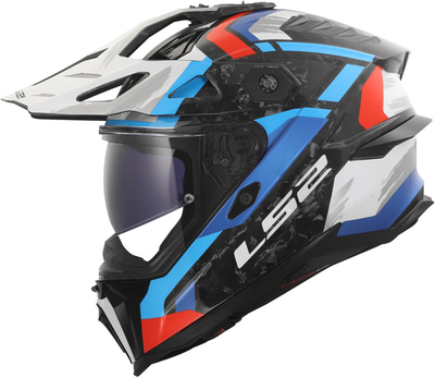 LS2 MX707 Explorer Evo Full Carbon Falkur White Blue Red