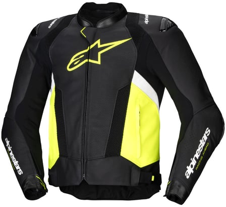 Alpinestars Missile V3 Airflow Leather Jacket Black Yellow Fluo White 158