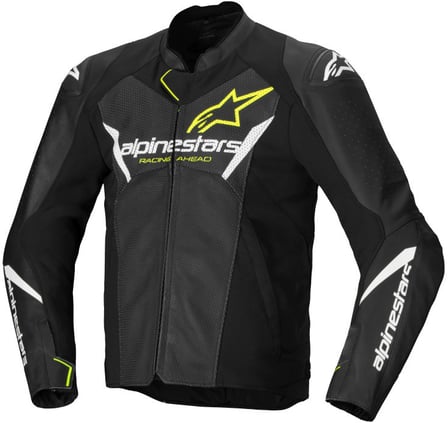 Alpinestars Faster V3 Airflow Leather Jacket Black White Yellow Fluo 125 Alpinestars Faster V3 Airflow Leather Jacket Black White Yellow Fluo 125