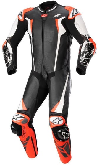 Alpinestars Racing Absolute V2 1 Pc Leather Suit Black White Red Fluo 1231 Alpinestars Racing Absolute V2 1 Pc Leather Suit Black White Red Fluo 1231