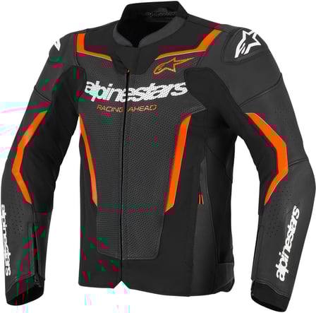 Alpinestars Gp Force V2 Leather Airflow Jacket Black Red Fluo 1030 Alpinestars Gp Force V2 Leather Airflow Jacket Black Red Fluo 1030