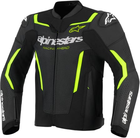Alpinestars Gp Force V2 Leather Airflow Jacket Black Yellow Fluo 155 Alpinestars Gp Force V2 Leather Airflow Jacket Black Yellow Fluo 155