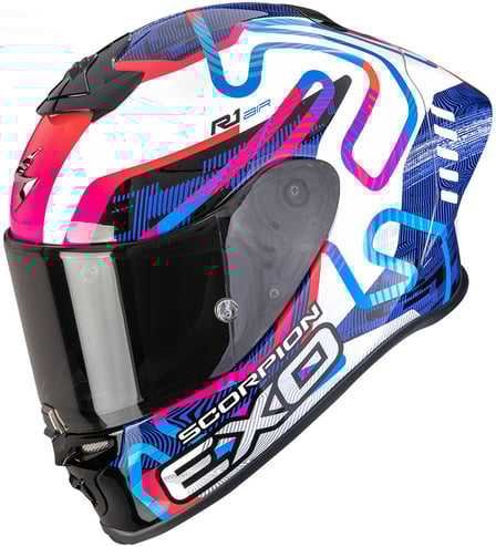 Scorpion EXO-R1 EVO II AIR Cornering White/Blue/Pink