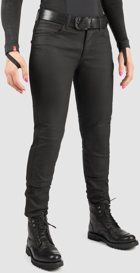 Pando Moto Lorica Black A Black Slim Fit Women Motorcycle Jeans with Cordura