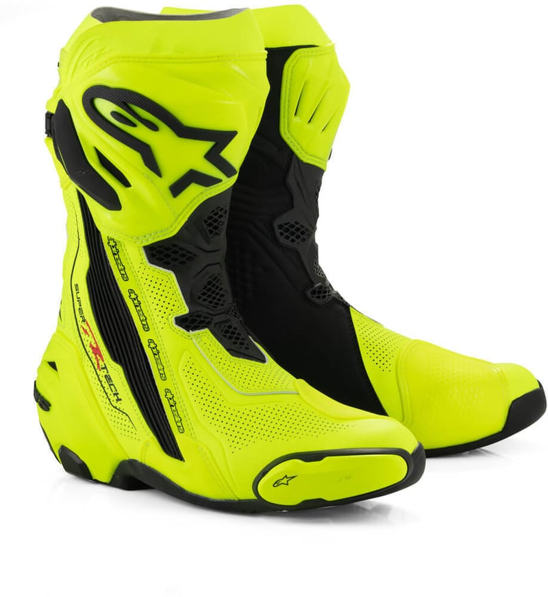 Alpinestars バイク用ブーツ ブラック/レッド/イエロー Alpinestars Supertech R Vented Boots Yellow Fluo/Black 551