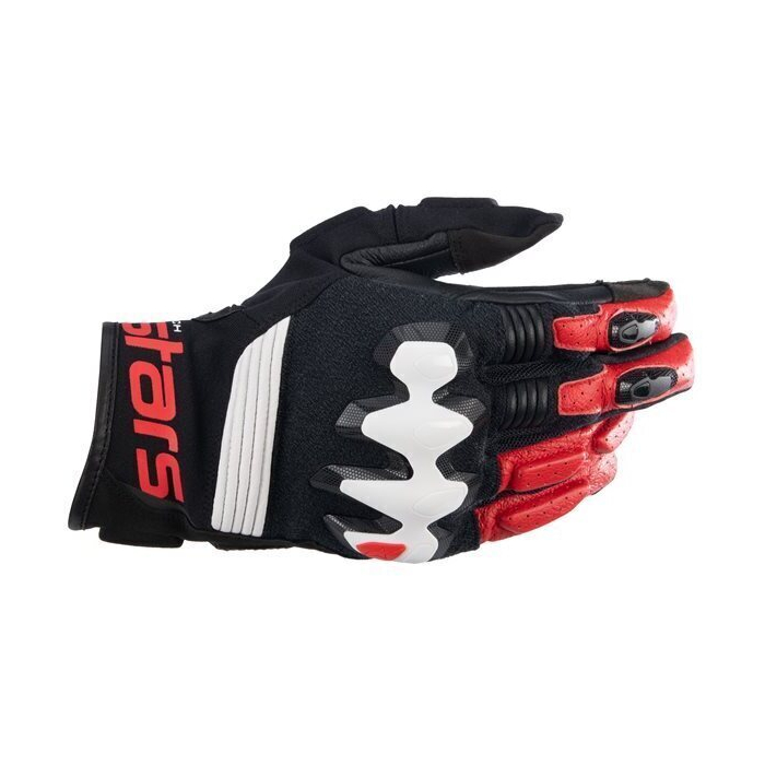 Alpinestars Halo Leather Gloves Black White Bright Red 1304