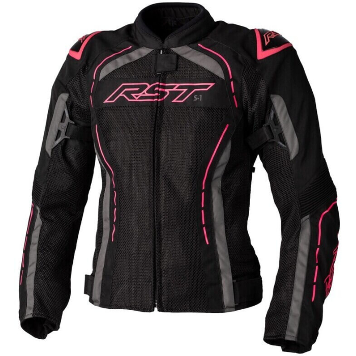 RST RST Ladies S1 Mesh CE Textile Jacket Black/Neon Pink